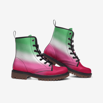 abrosexual shoes, abro pride combat boots, side