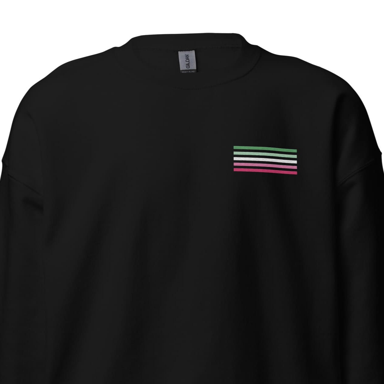 abrosexual sweatshirt, subtle abro pride flag embroidered pocket design sweater, main