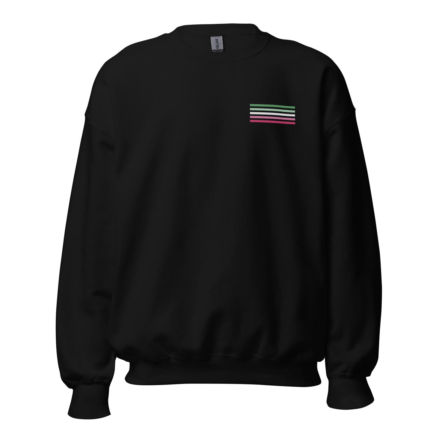 abrosexual sweatshirt, subtle abro pride flag embroidered pocket design sweater, hang