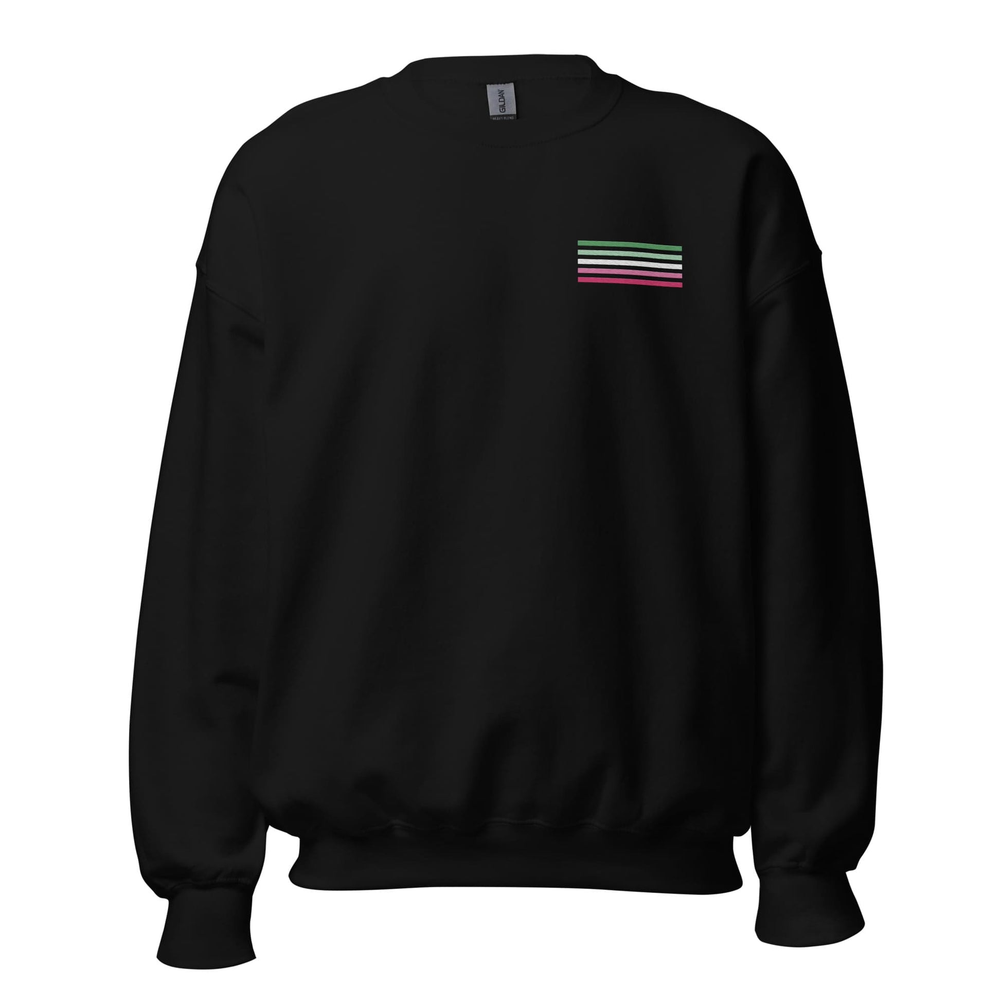 abrosexual sweatshirt, subtle abro pride flag embroidered pocket design sweater, hang