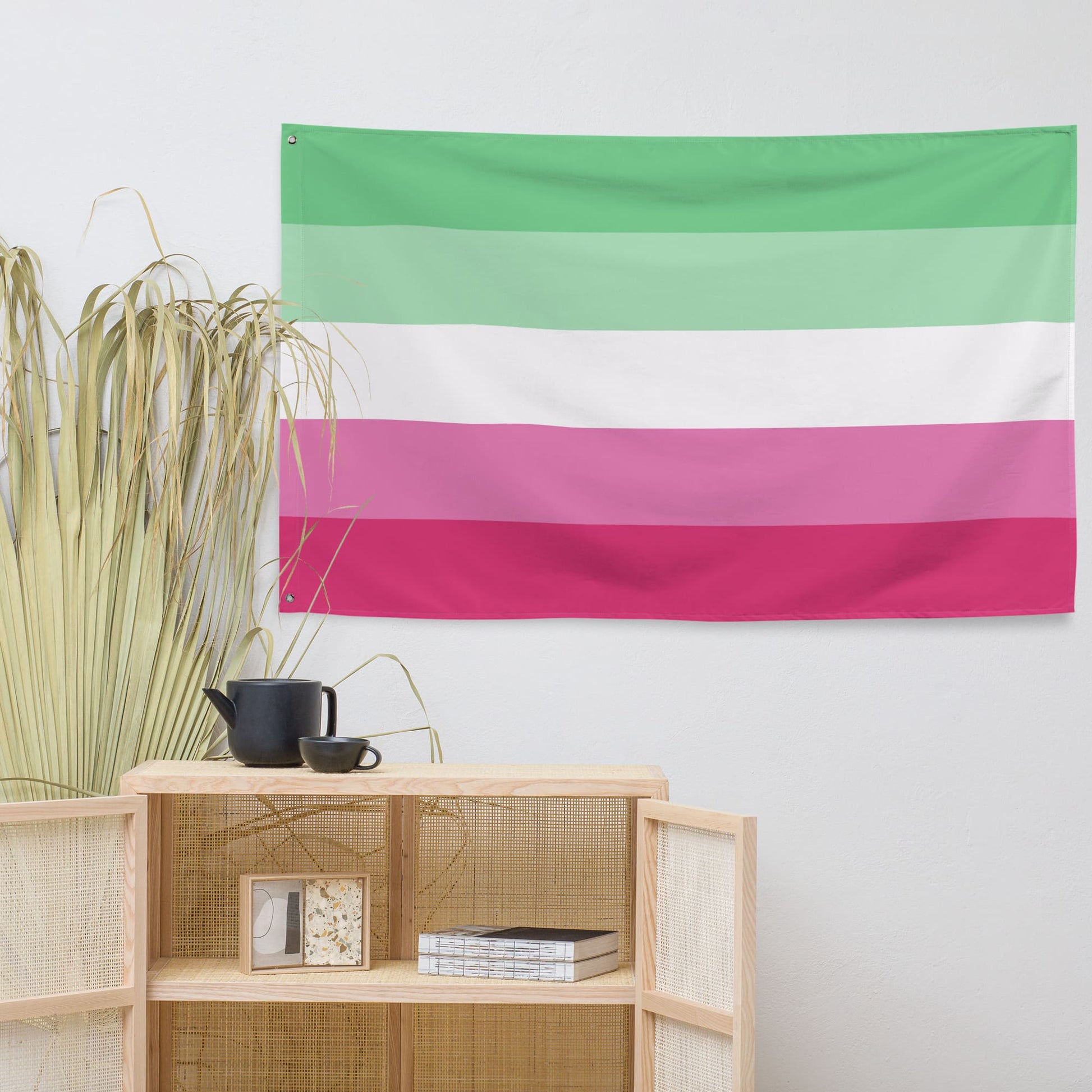 Abrosexual flag wall tapestry, in use