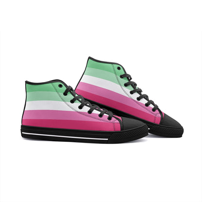 abrosexual shoes, abro pride flag sneakers, black
