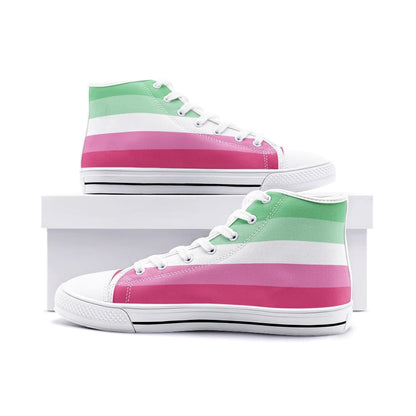 abrosexual shoes, abro pride flag sneakers, white