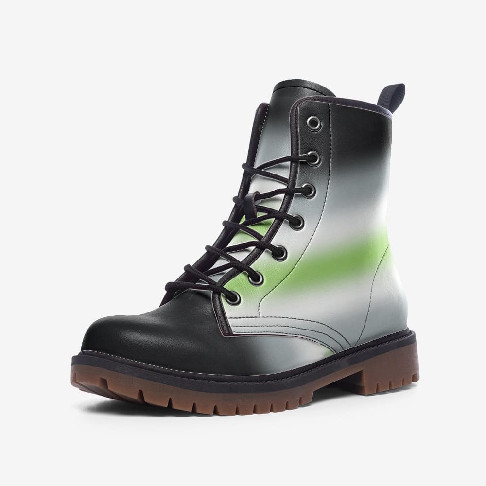 agender shoes, genderless pride combat boots