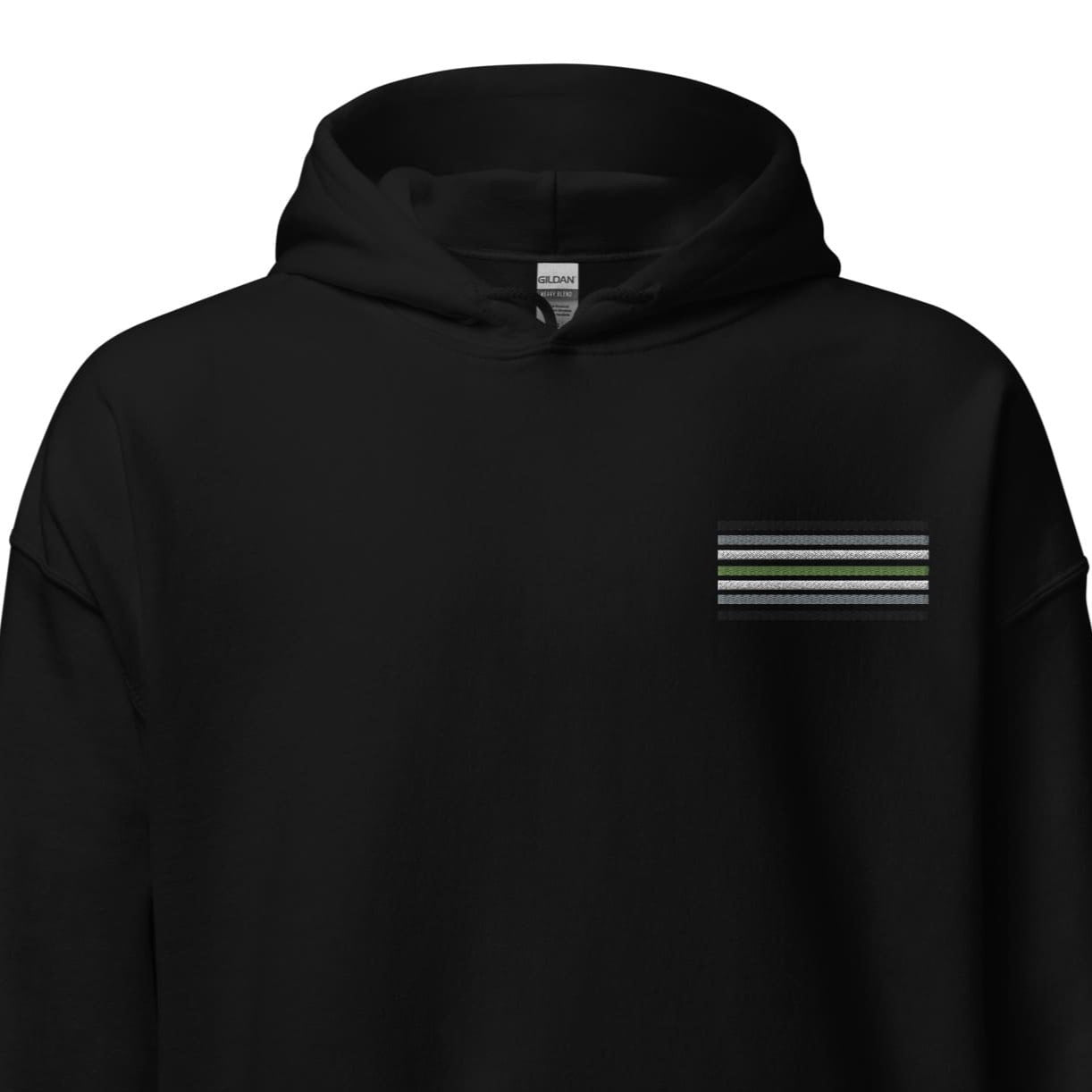 agender hoodie, subtle genderless pride flag embroidered pocket design hooded sweatshirt, main