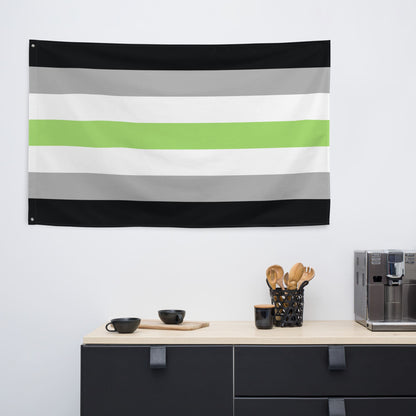 Agender flag wall tapestry, in use