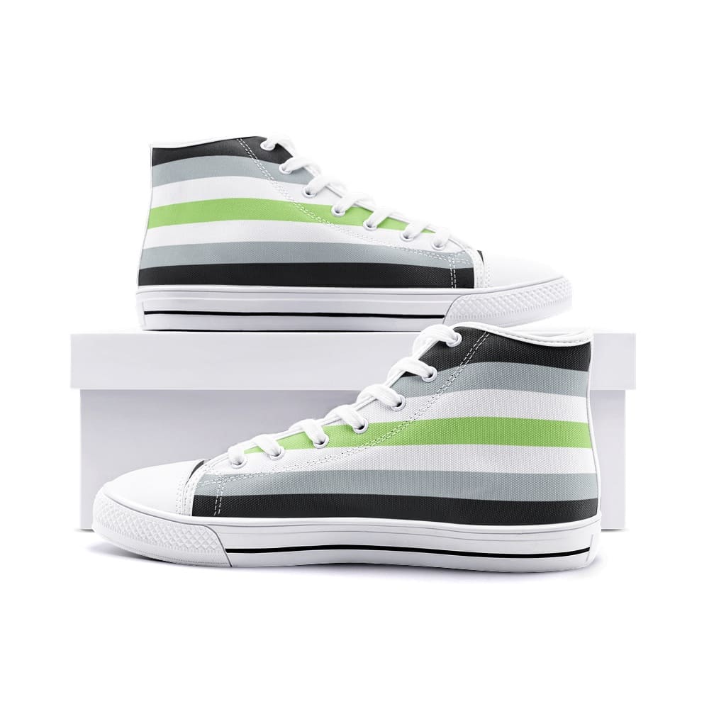 agender shoes, genderless pride flag sneakers, white