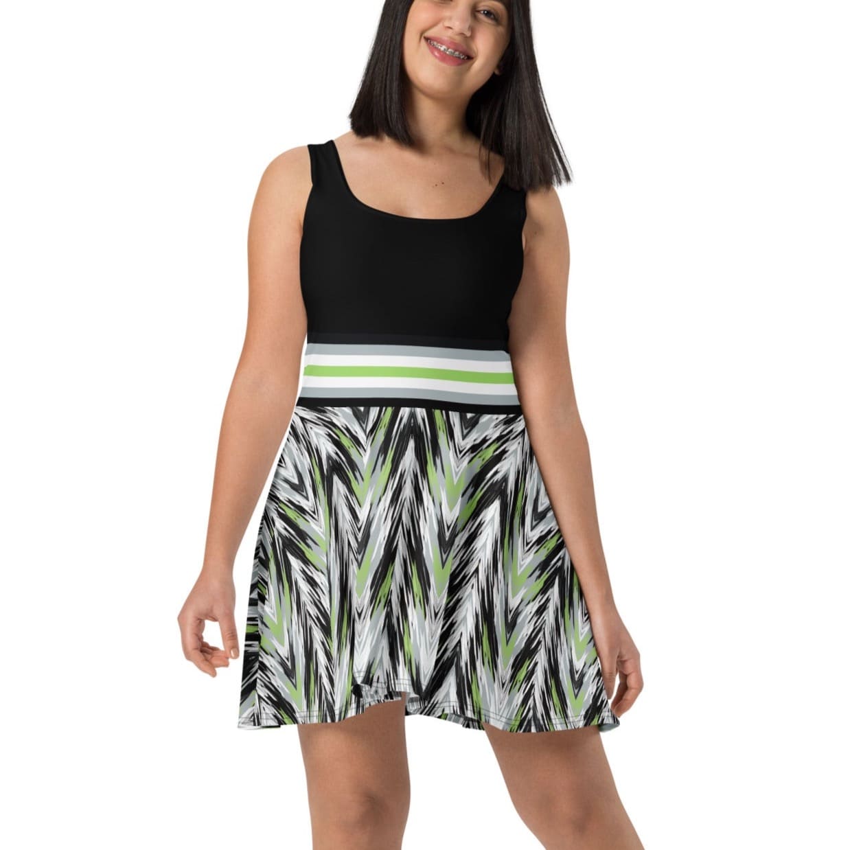 agender dress, subtle pride clothing, front