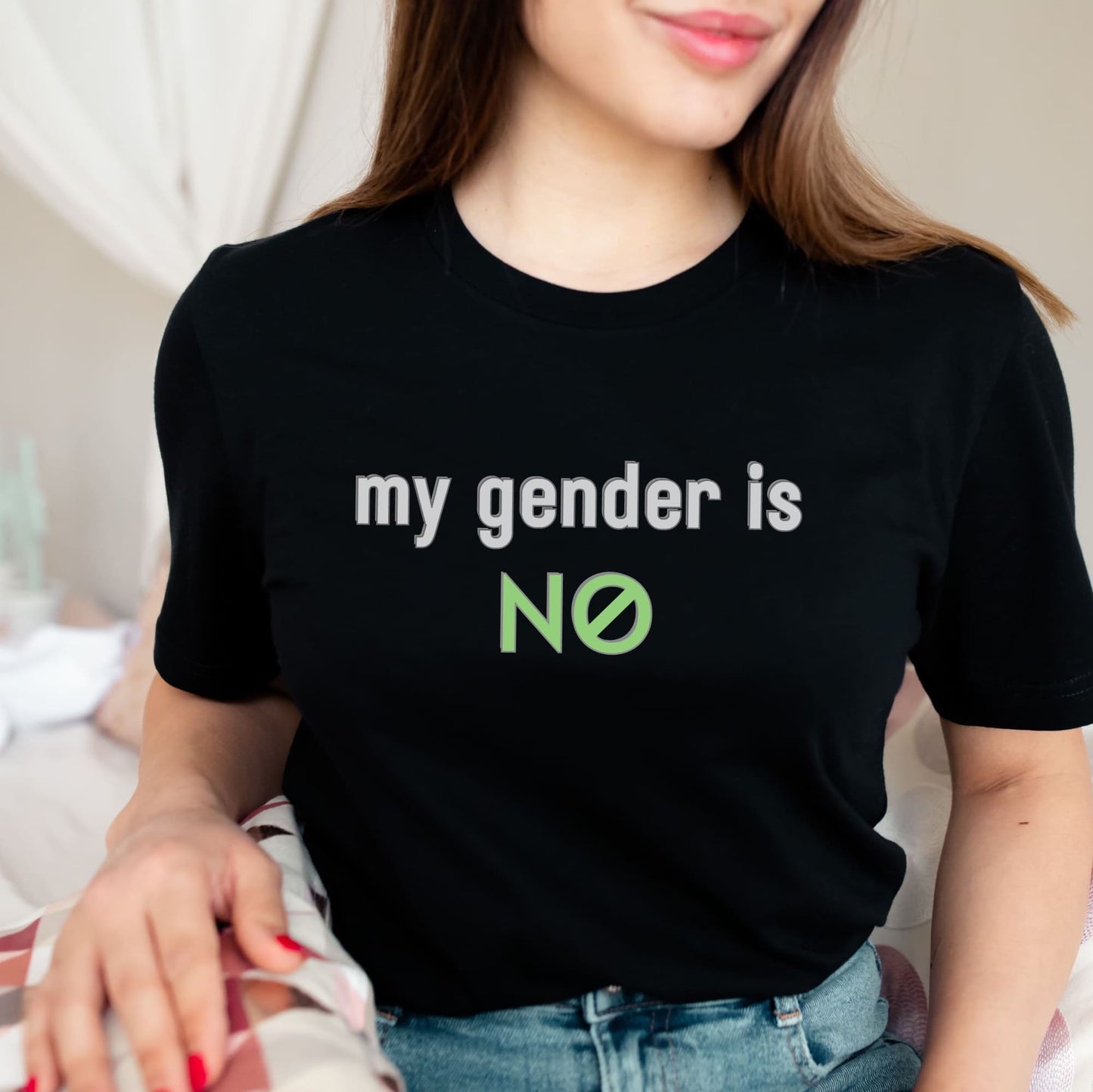 cute person wearing agender shirt