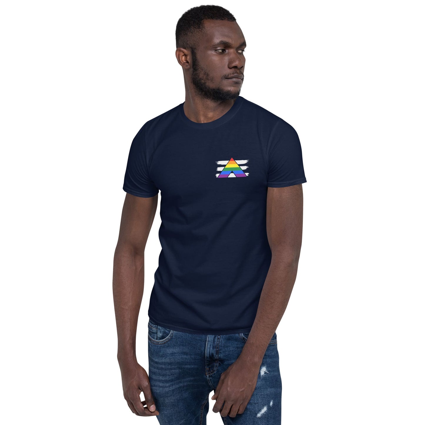 LGBTQ ally pride shirt, pocket design tee, model 2