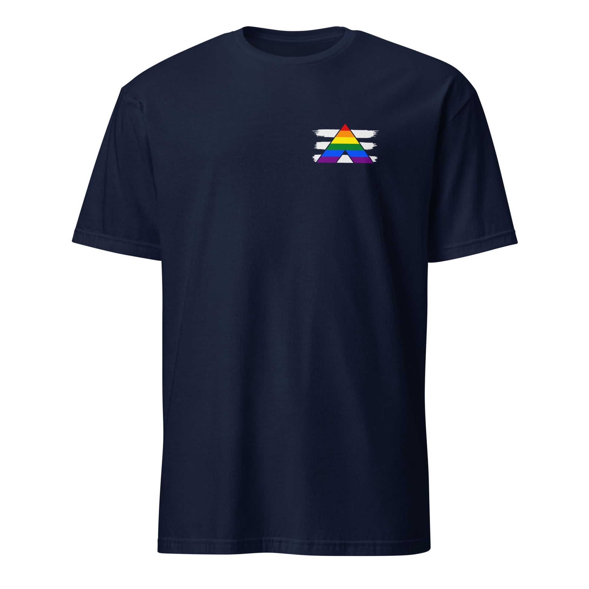 LGBTQ ally pride shirt, pocket design tee, navy