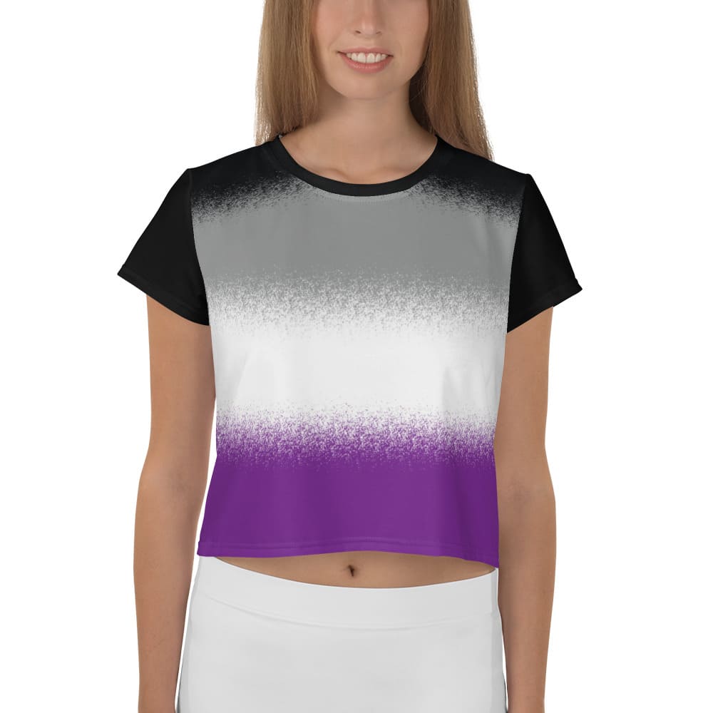 asexual crop top, ace pride cropped shirt with wings at the back, front