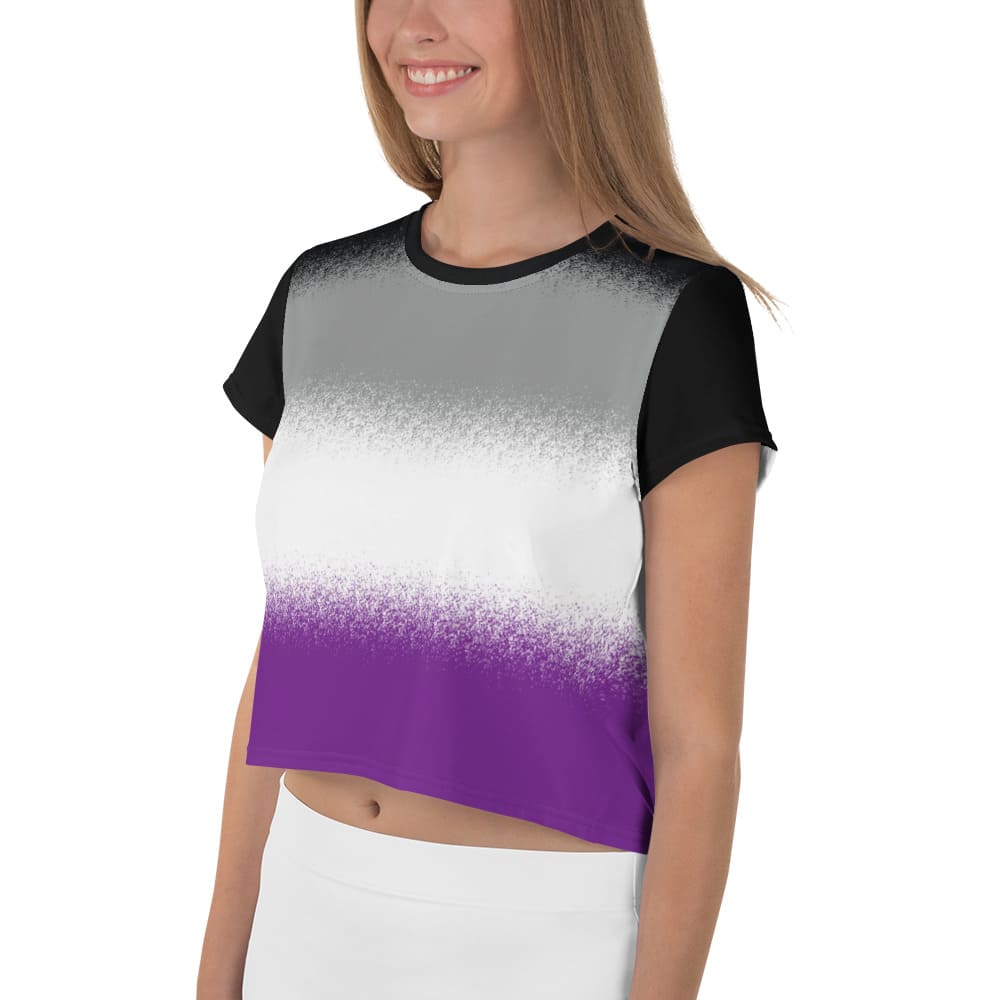 asexual crop top, ace pride cropped shirt with wings at the back, right