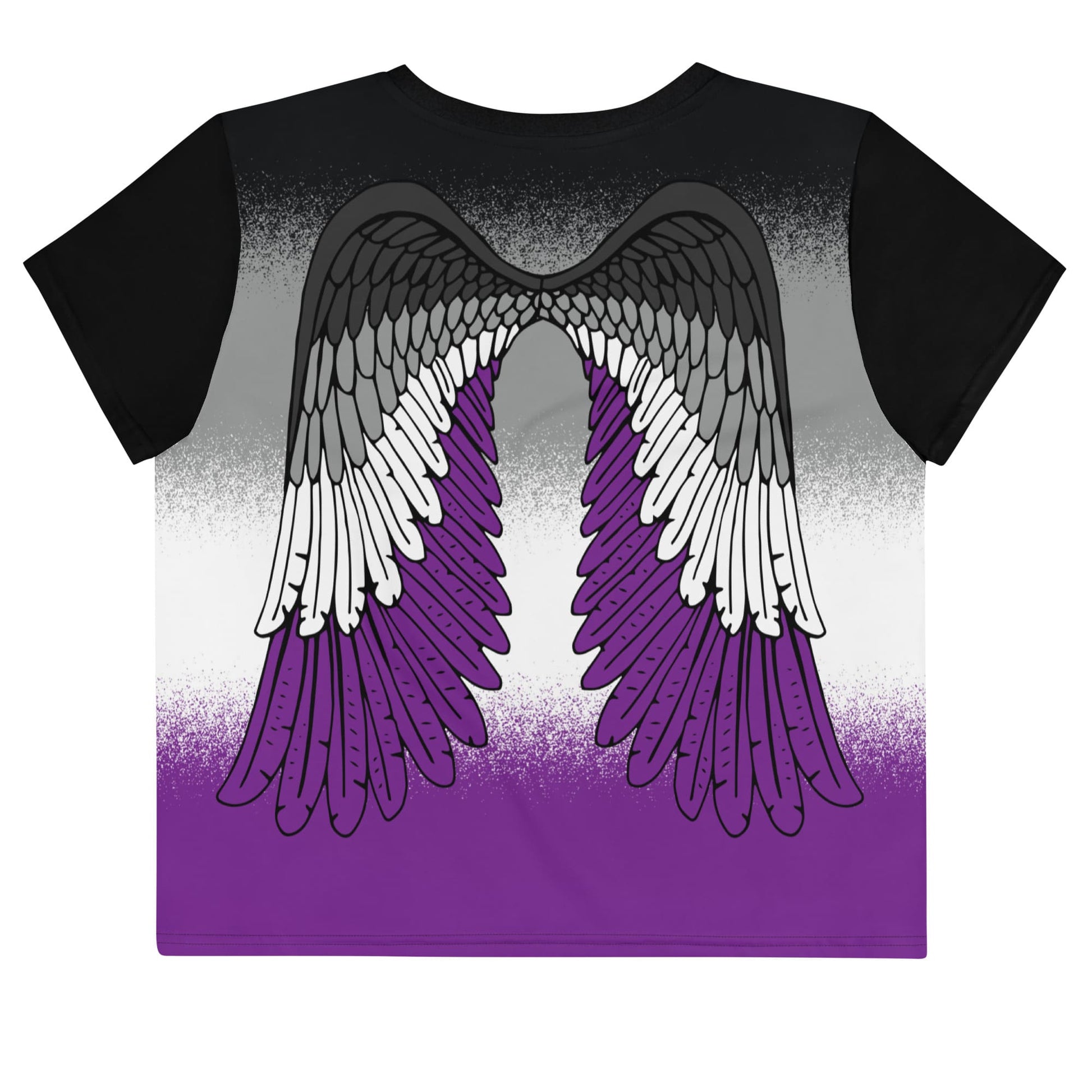 asexual crop top, ace pride cropped shirt with wings at the back, flatlay back