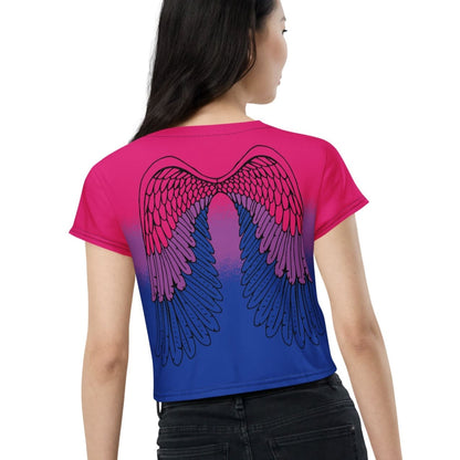 bisexual crop top, bi pride cropped shirt with wings on back