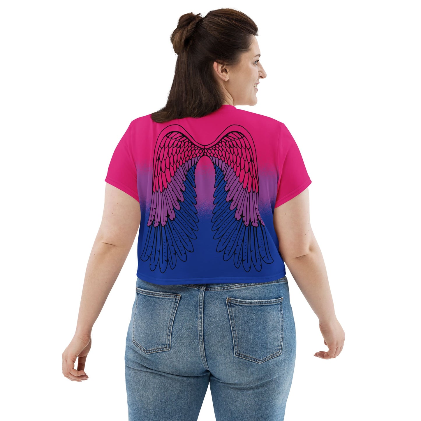 bisexual crop top, bi pride cropped shirt with wings on back, back