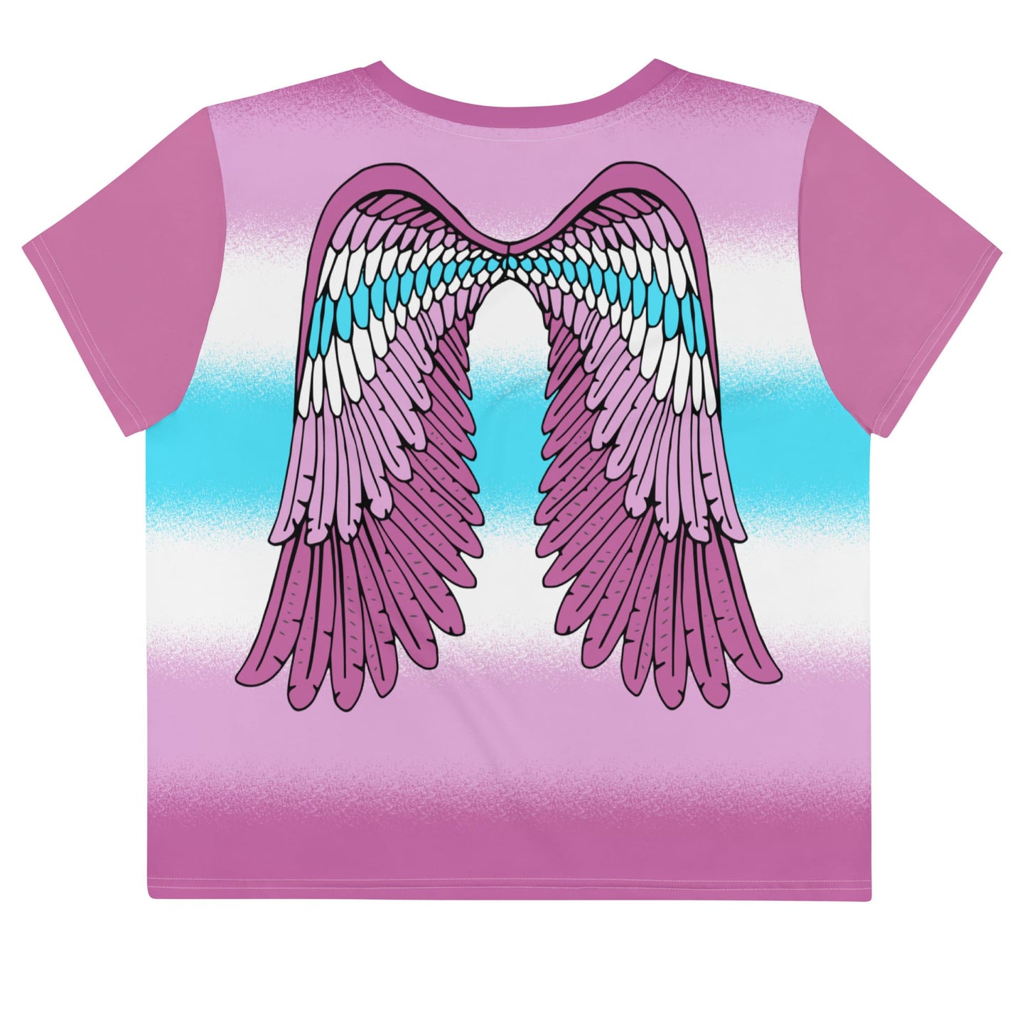 femboy crop top, cute angel wings on the back, flatlay back