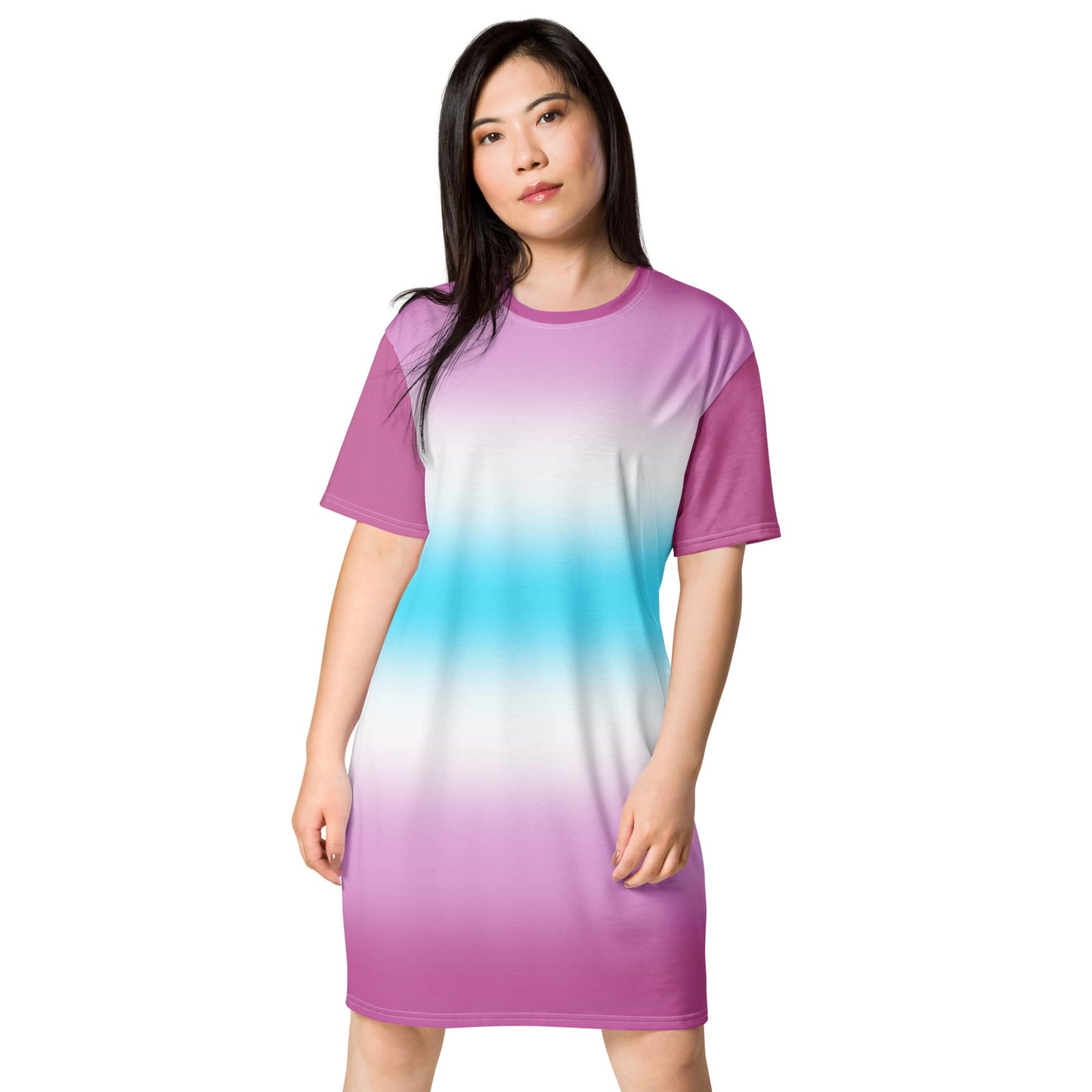 femboy tshirt dress, cute angel wings on the back, front