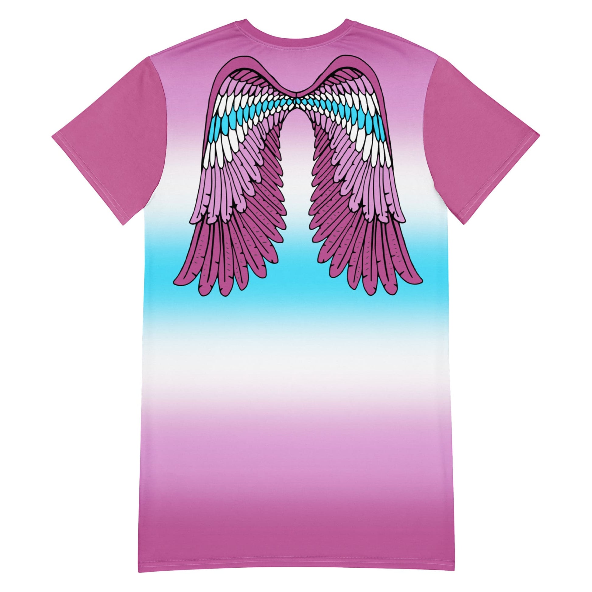 femboy tshirt dress, cute angel wings on the back, flatlay back