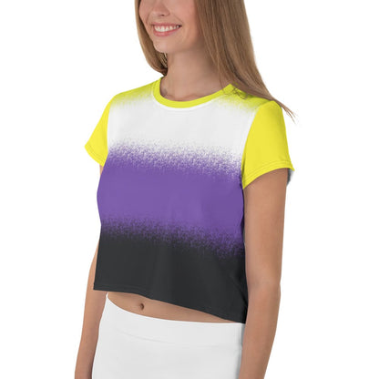 nonbinary crop top, enby cropped shirt with wings on back, right