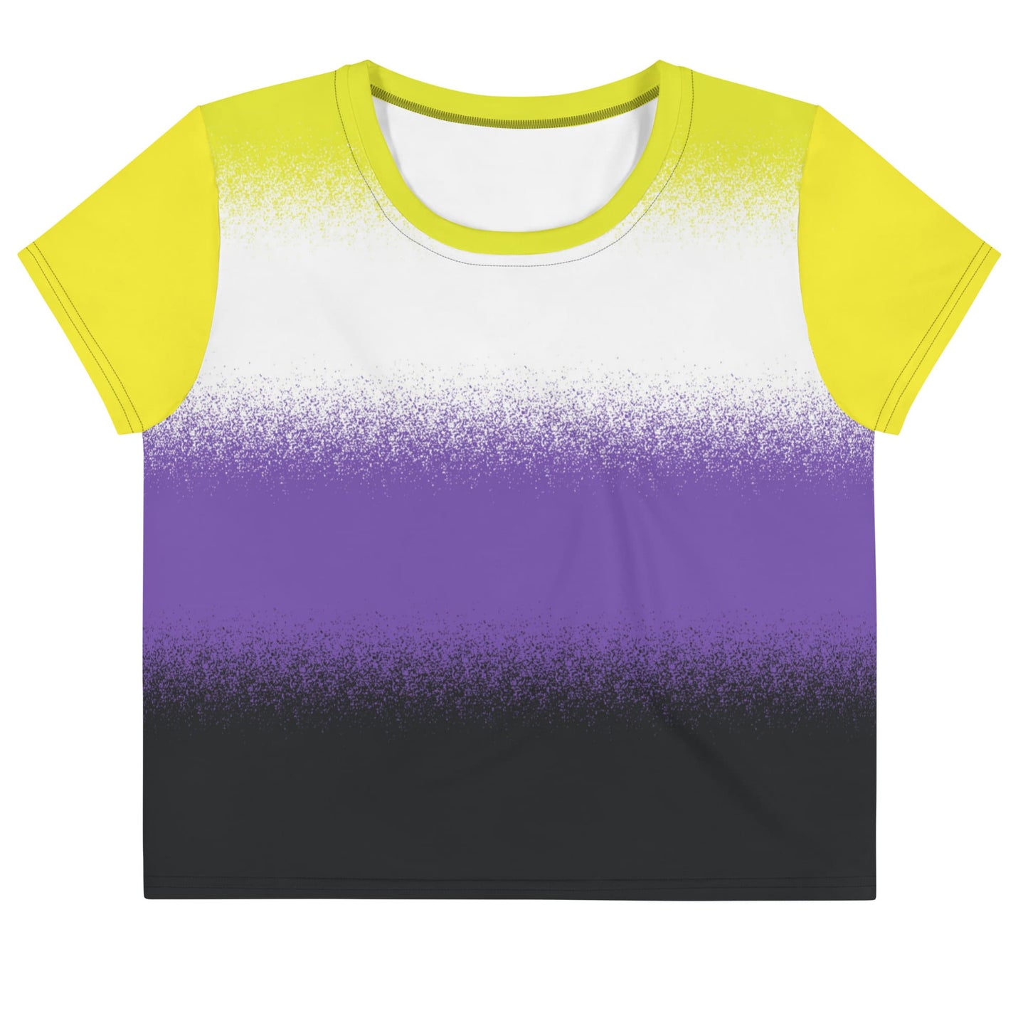 nonbinary crop top, enby cropped shirt with wings on back, flatlay front