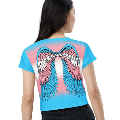 transgender crop top, trans pride cropped shirt with wings on the back