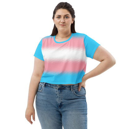transgender crop top, trans pride cropped shirt with wings on the back, front
