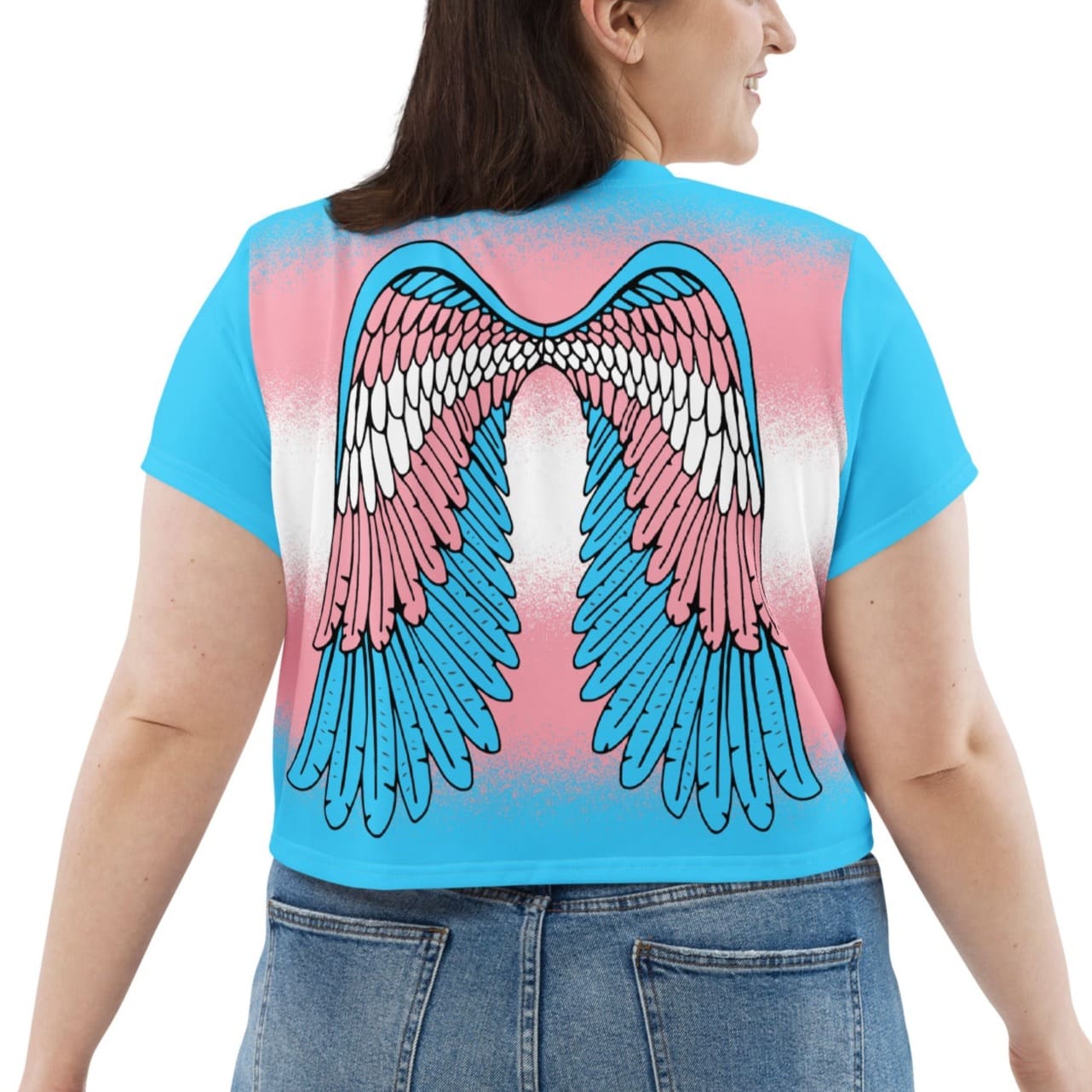 transgender crop top, trans pride cropped shirt with wings on the back, back