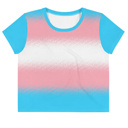 transgender crop top, trans pride cropped shirt with wings on the back, flatlay front