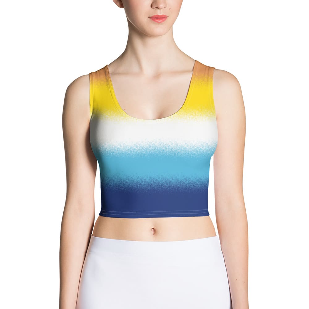 aroace crop top, aro ace pride tank, model 2 front