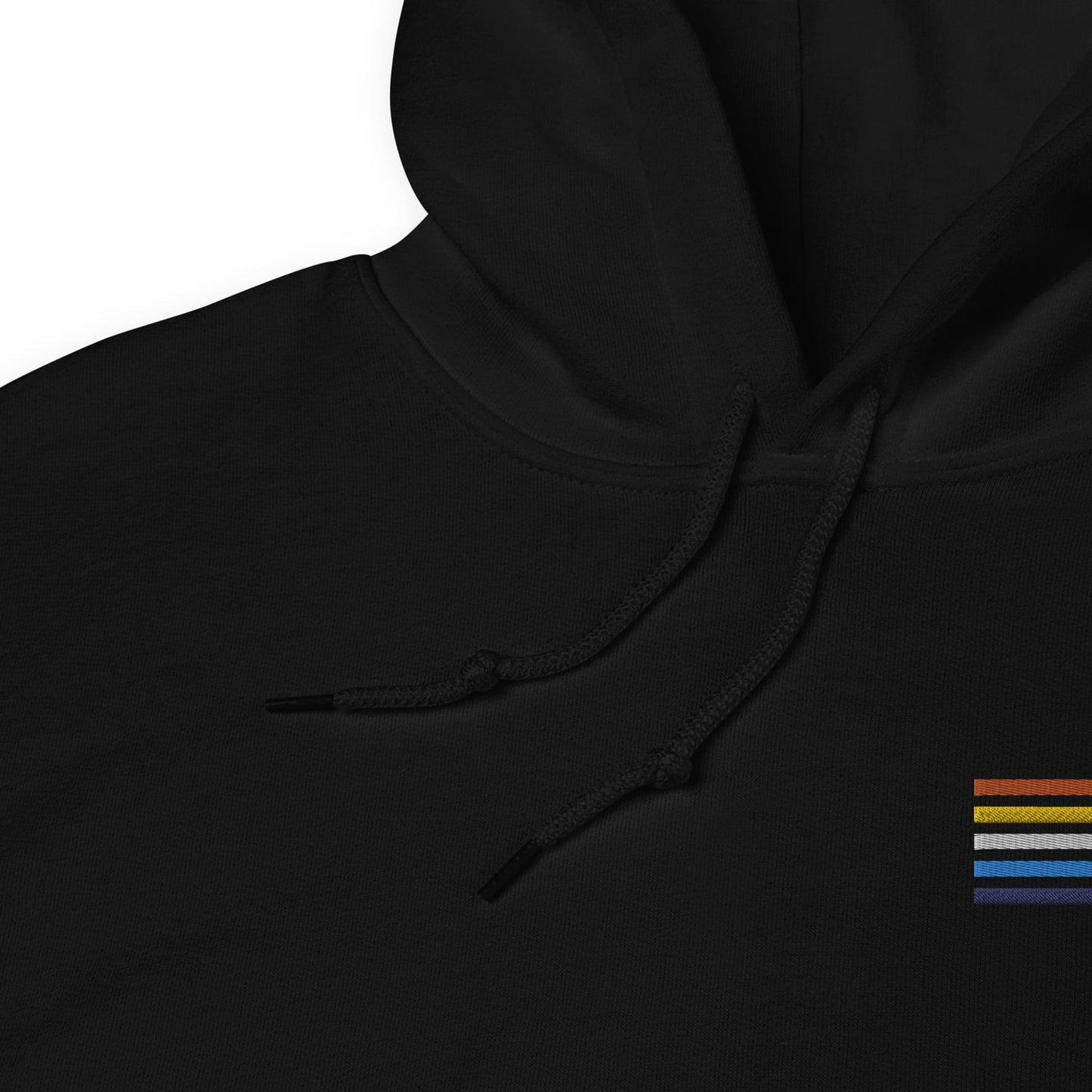 aroace hoodie, subtle aro ace pride flag embroidered pocked design hooded sweatshirt, detail strings