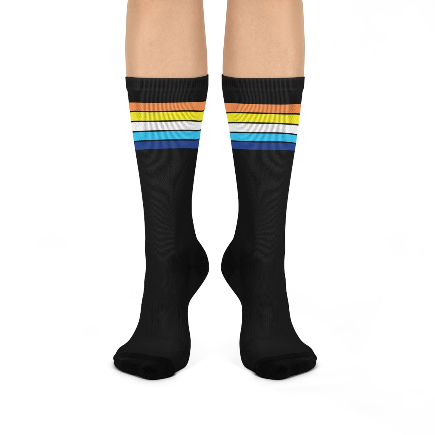 aroace socks, aromantic asexual pride flag, front