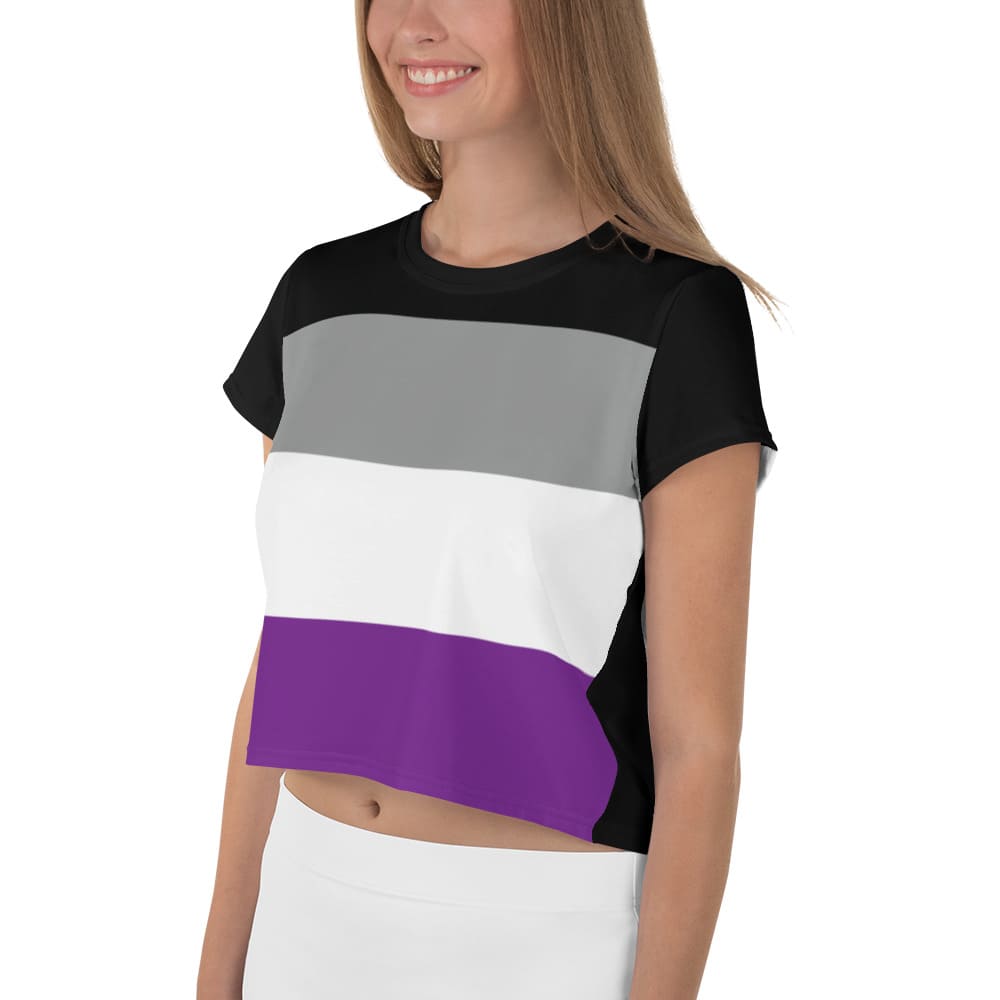 asexual crop top, model 1 left
