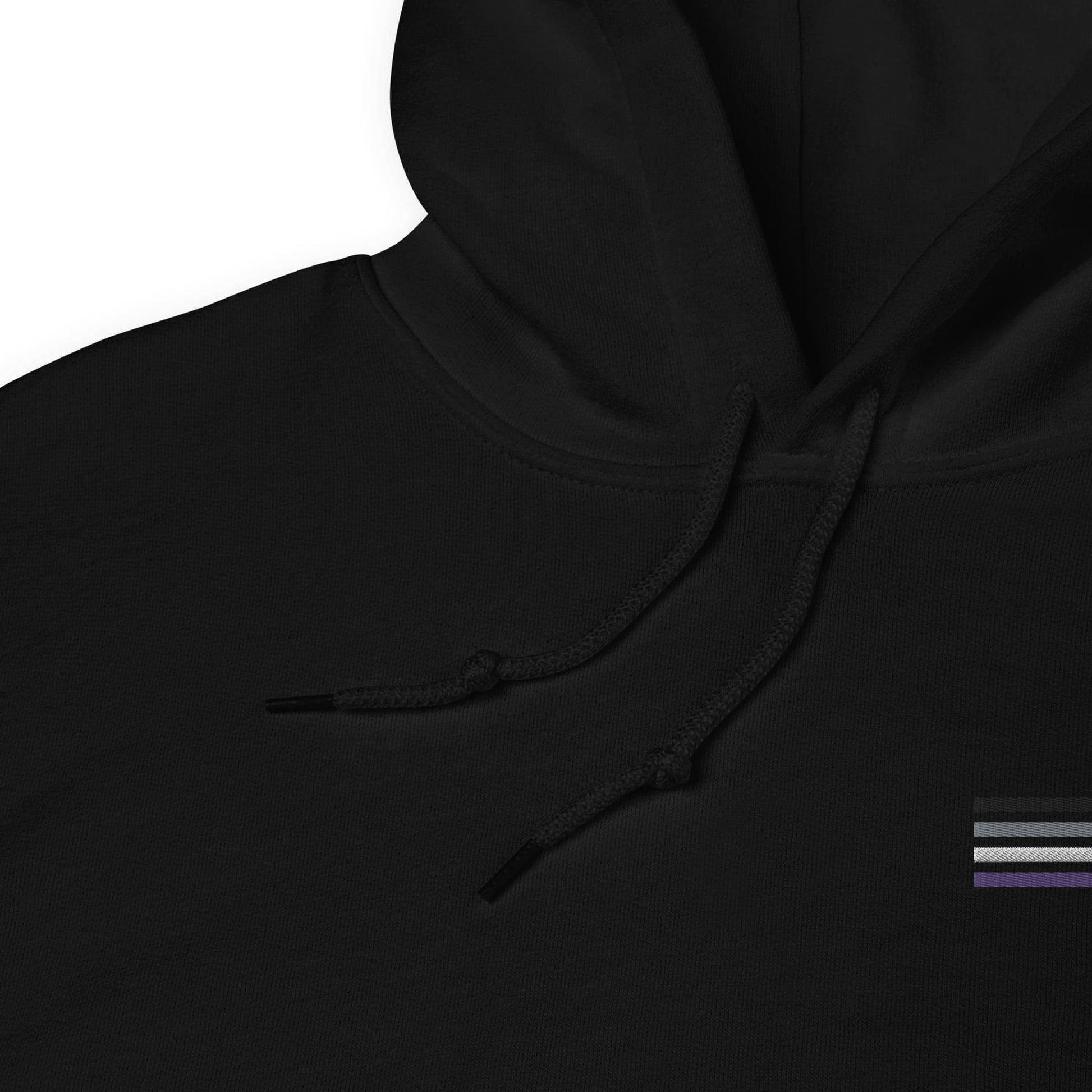 asexual hoodie, subtle ace pride flag embroidered pocket design hooded sweatshirt, strings