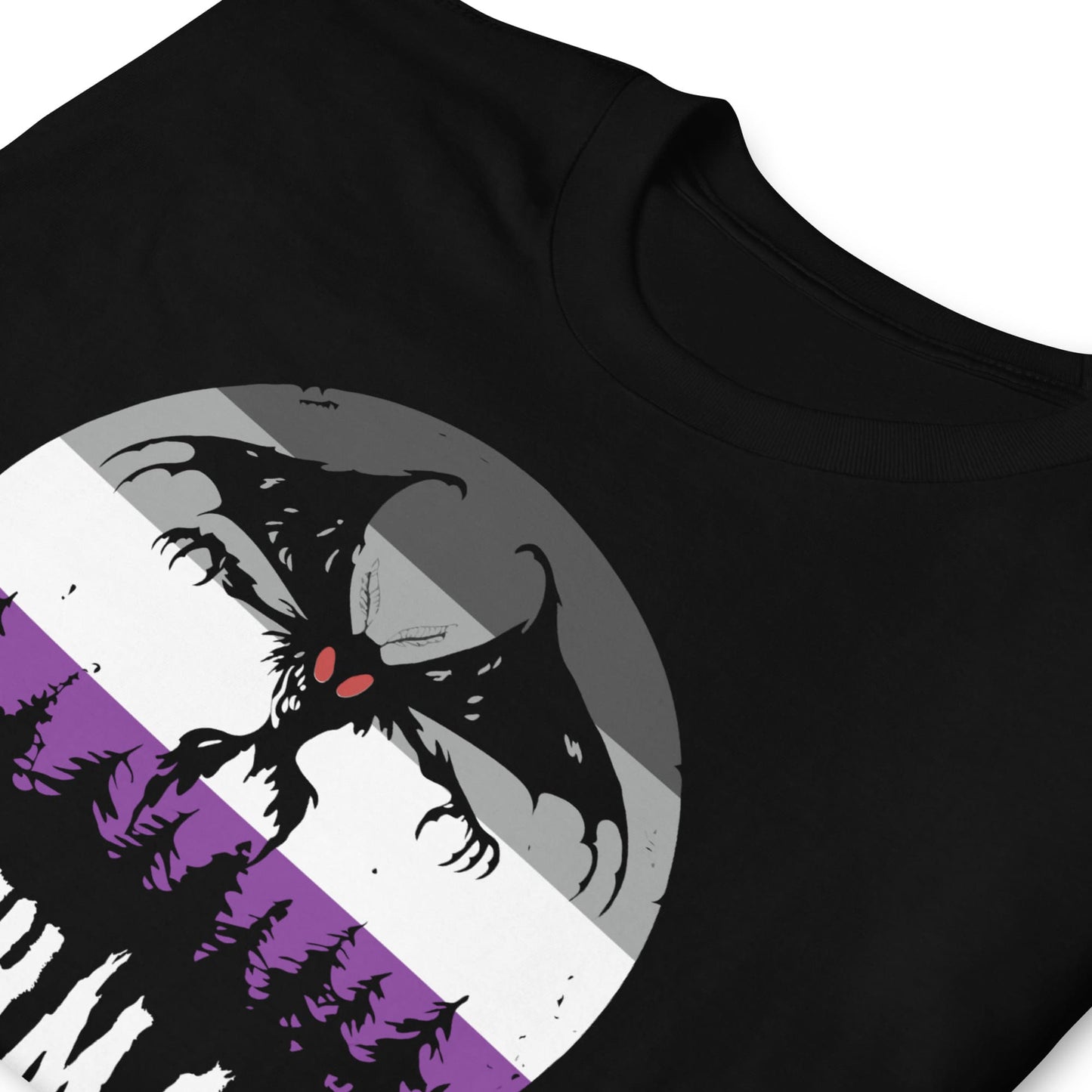 tshirt zoom: Asexual Mothman Shirt, Ace Pride Cryptid Folklore Tee, Queer Mythology Legend Cryptozoology Tshirt, Cryptidcore Weirdcore Gift For LGBT