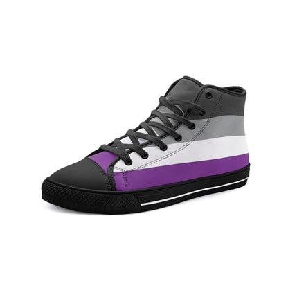 asexual shoes, ace pride flag sneakers, black