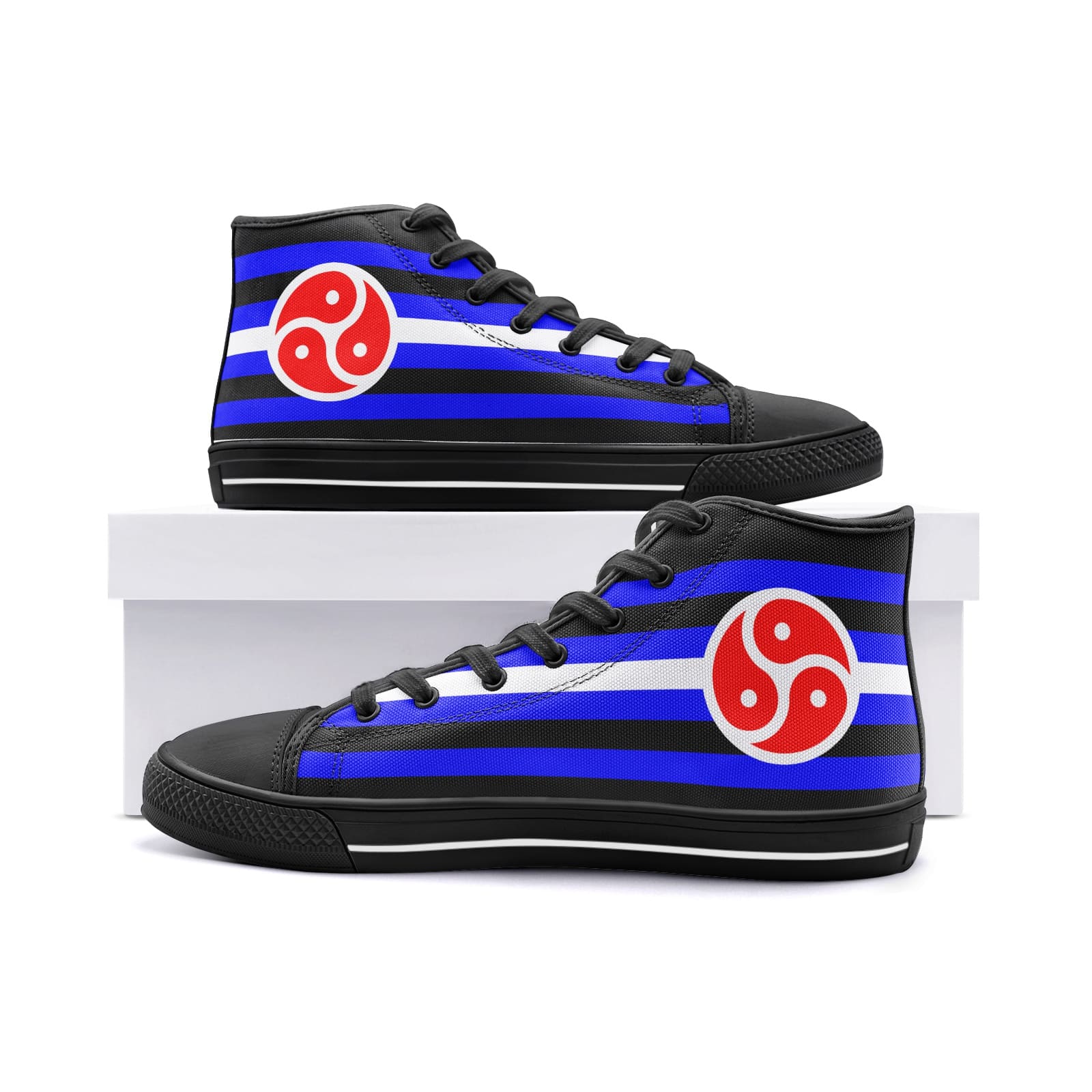 BDSM shoes, triskelion sneakers, black