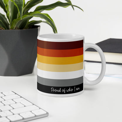 bear pride coffee mug on desk