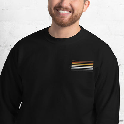 bear pride sweatshirt, subtle gay bear flag embroidered pocket design sweater, model 1