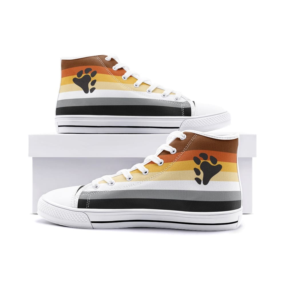 bear pride shoes, gay bear sneakers, white