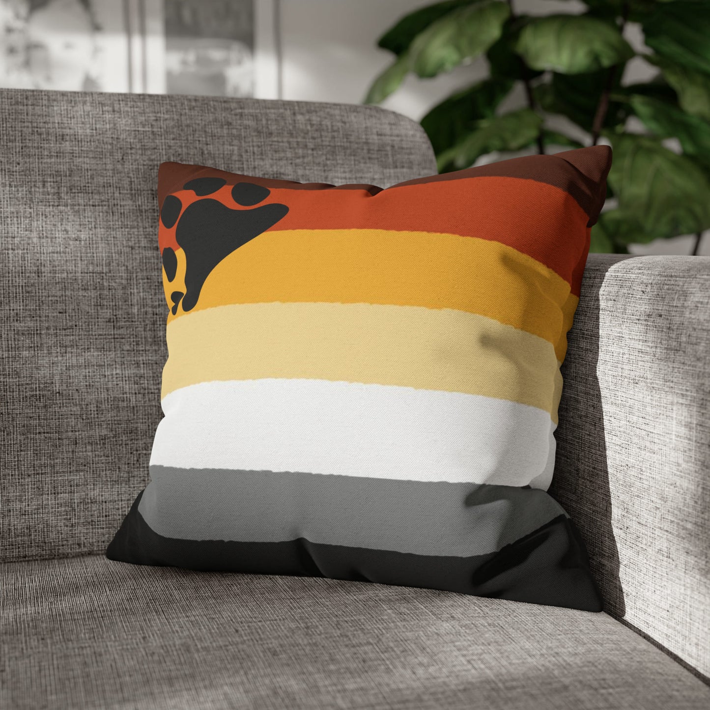bear pride pillow on sofa