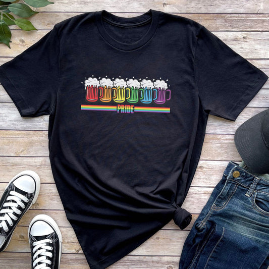 LGBT pride shirt, rainbow beer lover tee, main