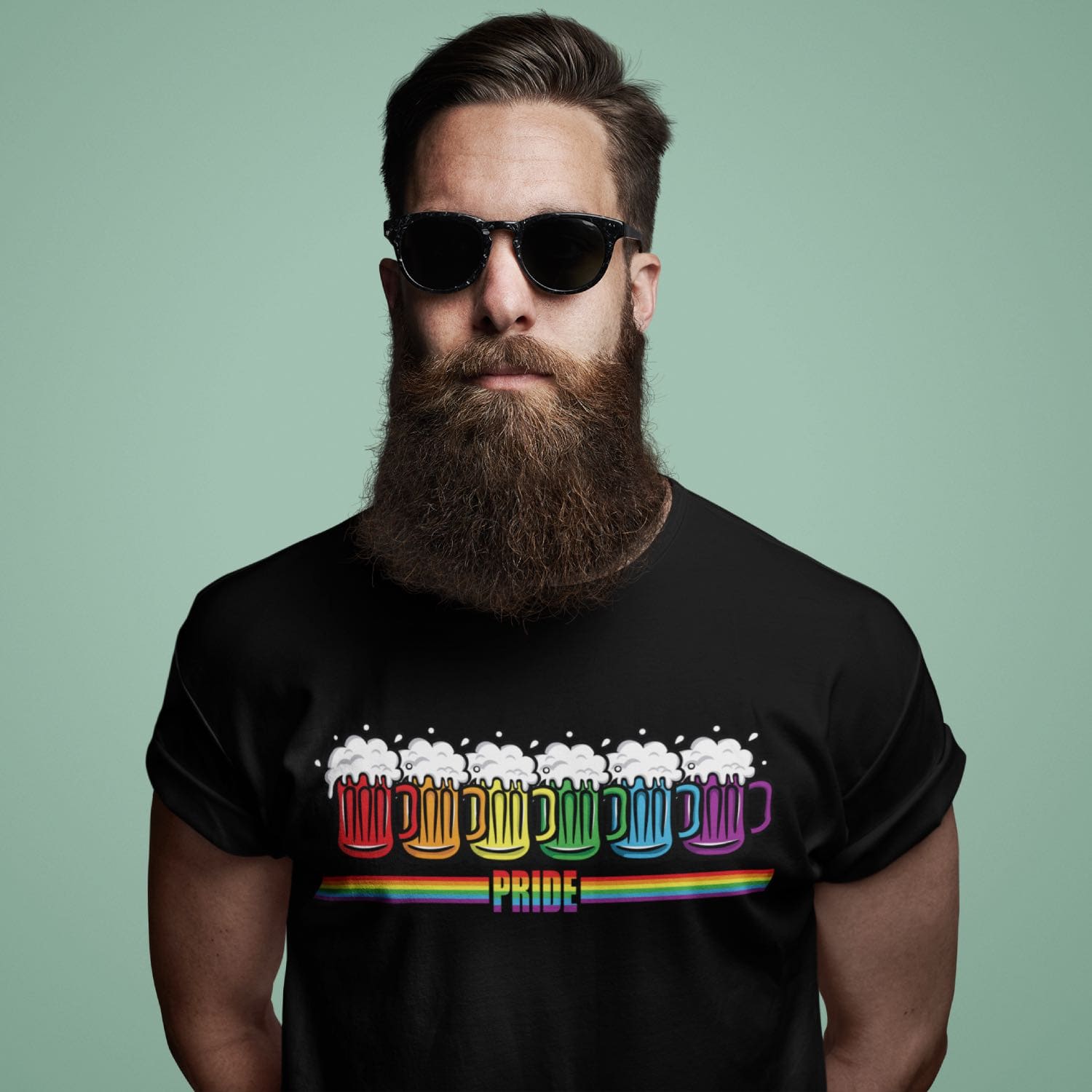 LGBT pride shirt, rainbow beer lover tee, in use