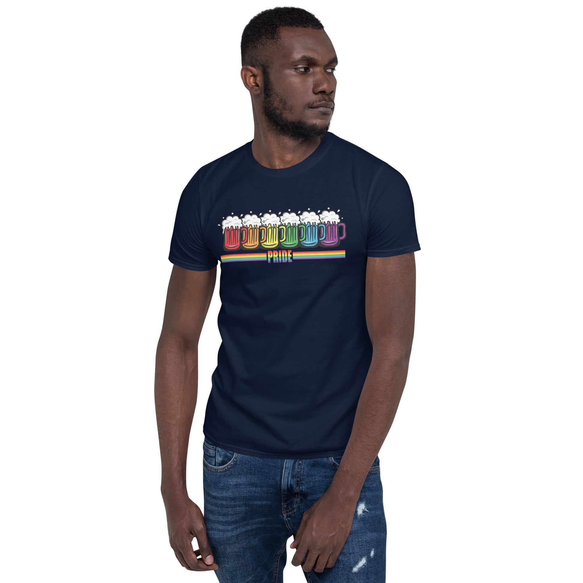 LGBT pride shirt, rainbow beer lover tee, model 2