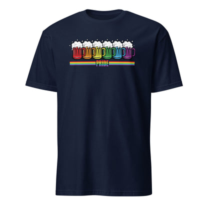 LGBT pride shirt, rainbow beer lover tee, navy