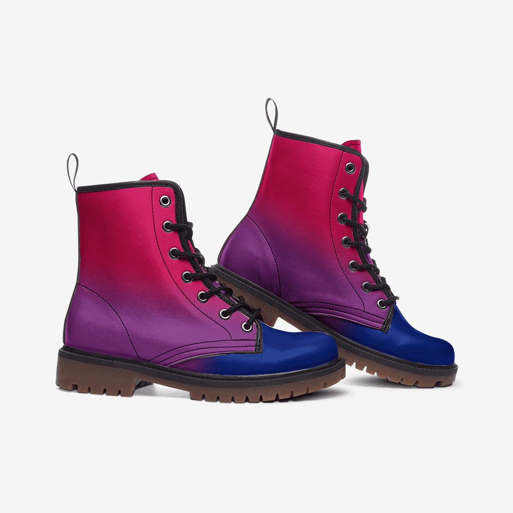 bisexual shoes, bi pride combat boots, side