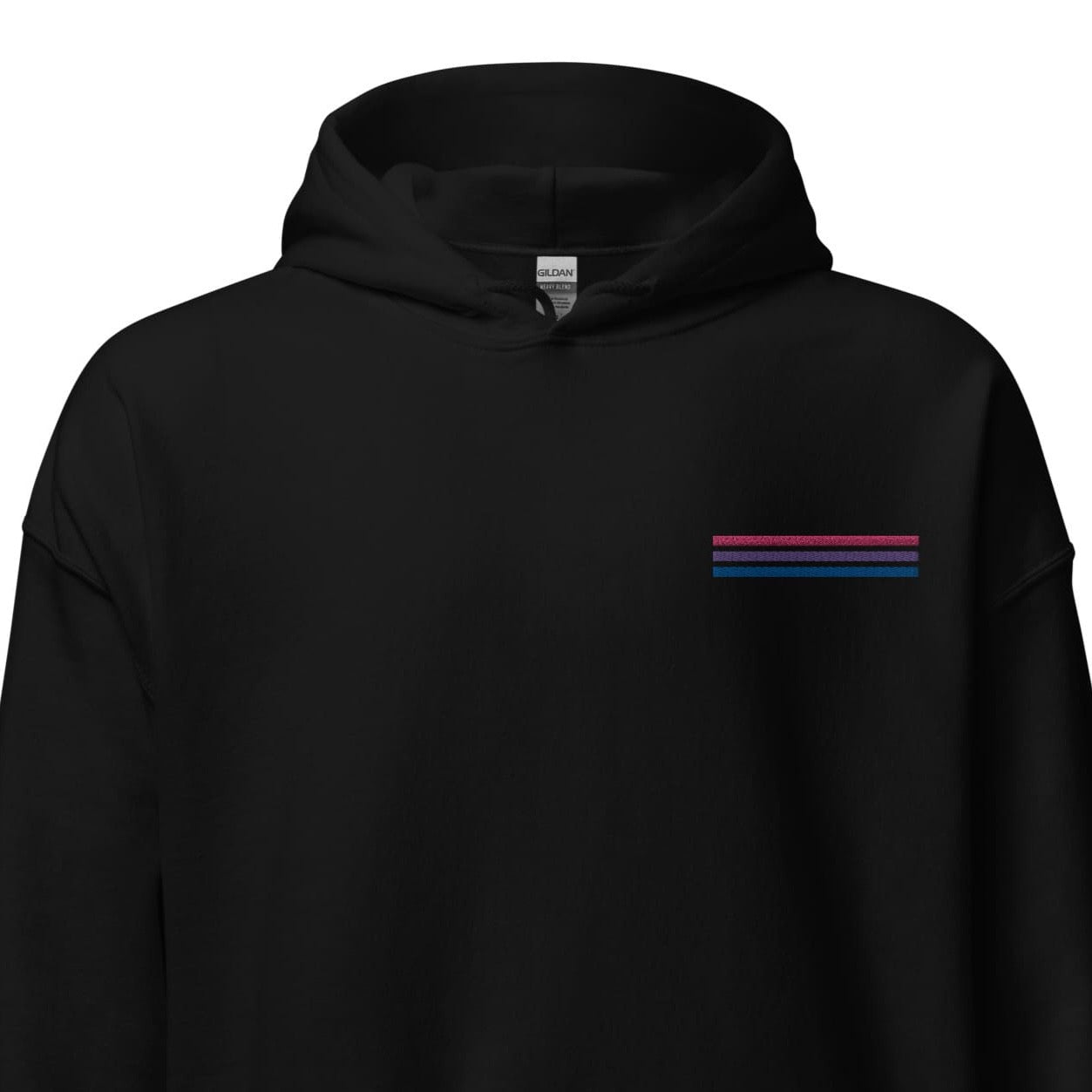 bisexual hoodie, subtle bi pride flag embroidered pocket design hooded sweatshirt, main
