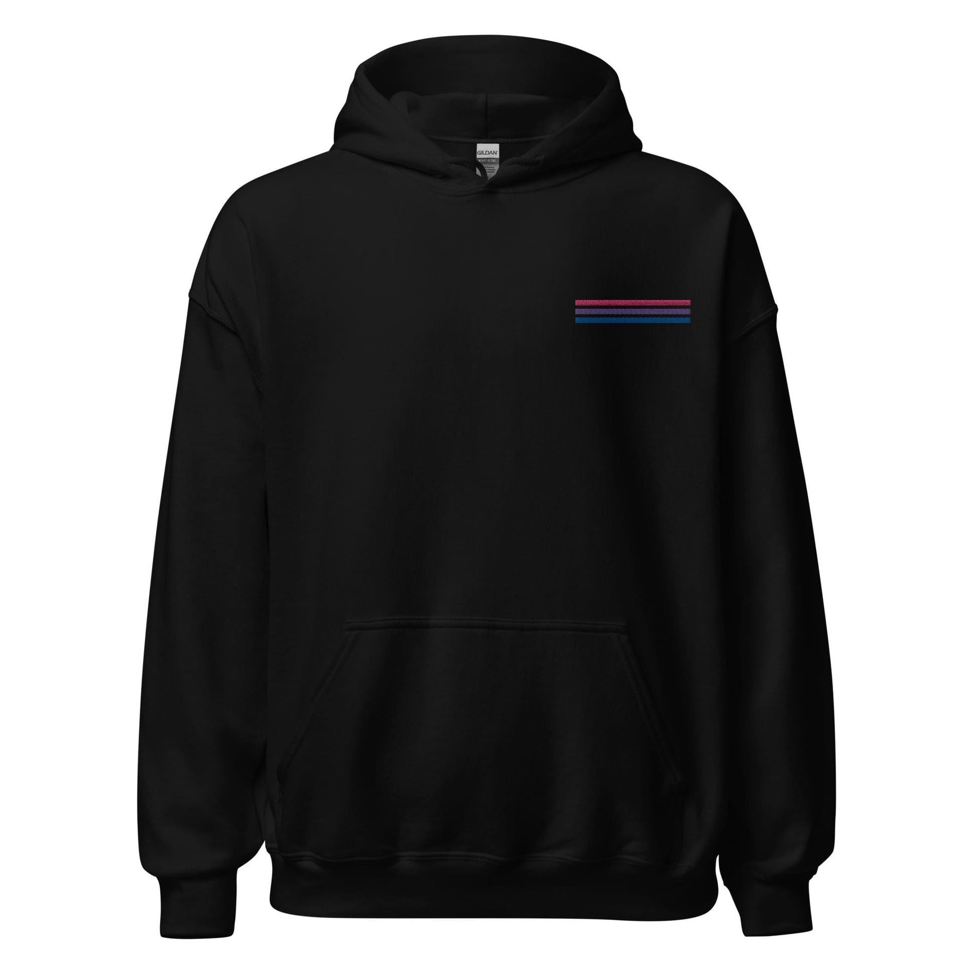 bisexual hoodie, subtle bi pride flag embroidered pocket design hooded sweatshirt, hang
