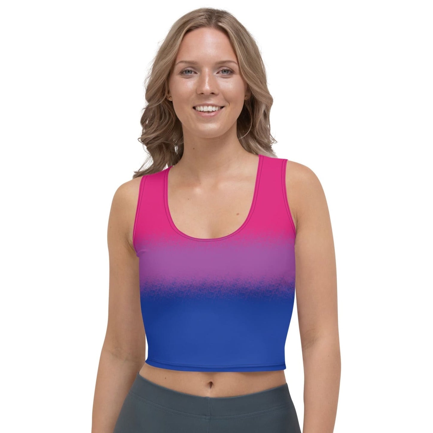 bi pride crop top, bisexual tank, model 1 front