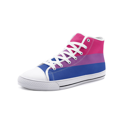 bisexual shoes, bi pride flag sneakers, white